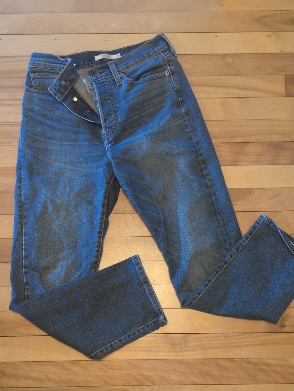 Levi Wedgie Straight Blue Denim Jeans